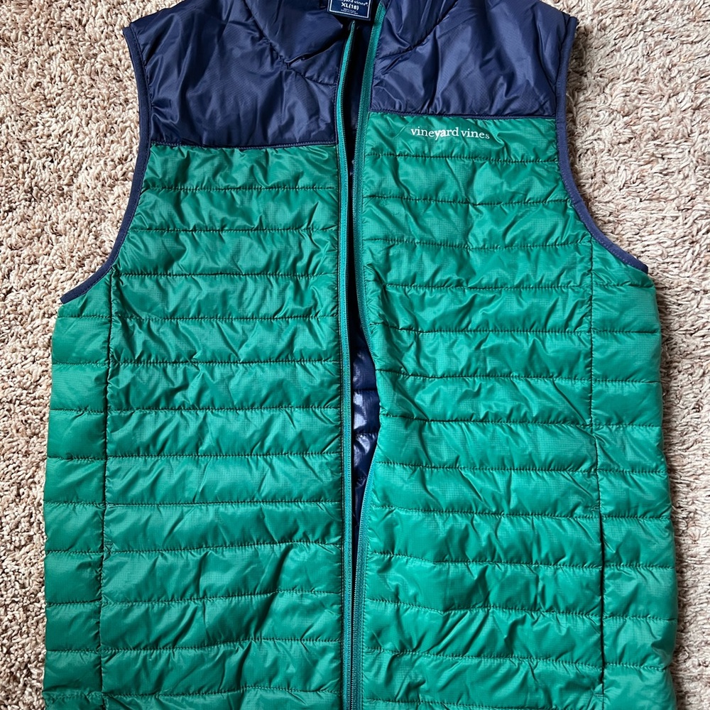 Vineyard Vines Green and Blue Puffer Vest